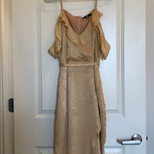 Missguided satin draped frill midi dress